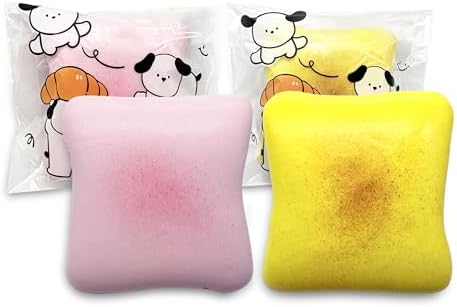 Yellow and pink bread butter squishy slow rising toast soft stress relief toy
