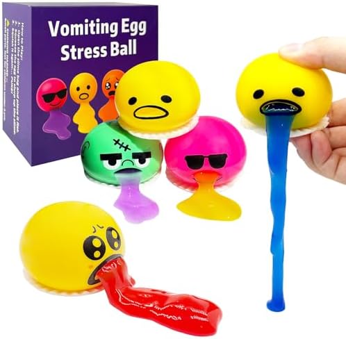 Puking egg stress ball 4-pack funny slime vomiting squeeze toy gag gift