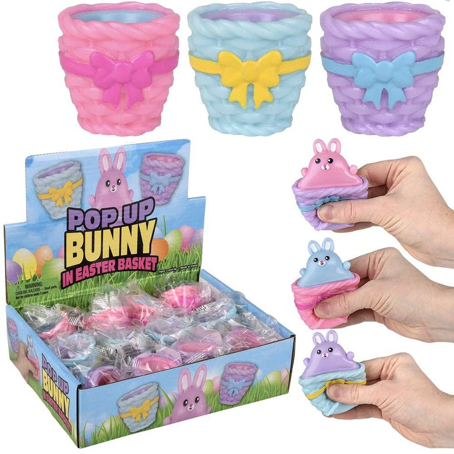 Pop up bunny in Easter basket assorted spring fidget sensory toy