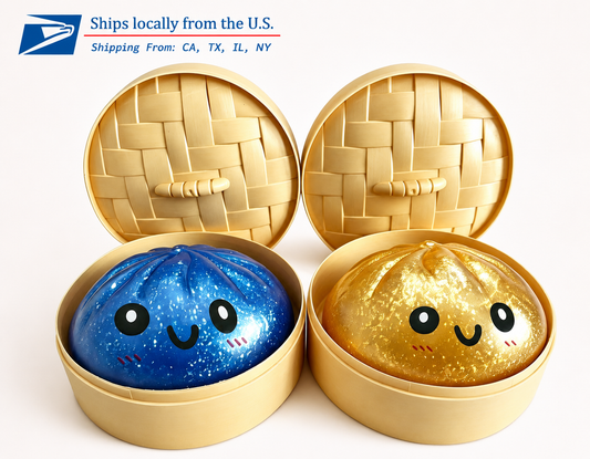 Glitter Bead Dumpling Squishy 2-Pack – Bao Bun Fidget