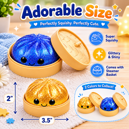Glitter Bead Dumpling Squishy 2-Pack – Bao Bun Fidget