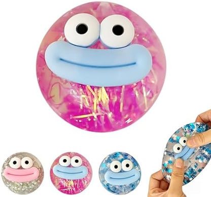 Ugly cute squishy stress ball glitter B peach squeeze fidget toy