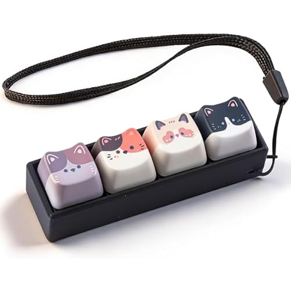 Cat keyboard fidget clicker keychain black PBT mechanical stress toy