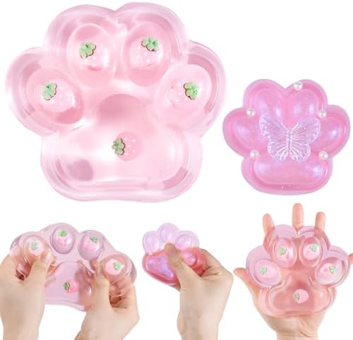 Cat paw taba squishy 2-pack strawberry pink soft squeeze sensory stress fidget