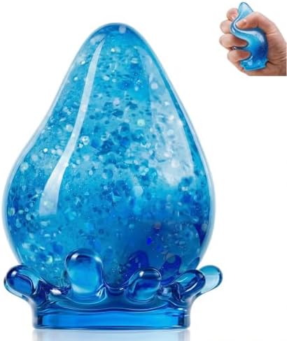 Blue glitter water drop squishy slow rising teardrop squeeze stress ball