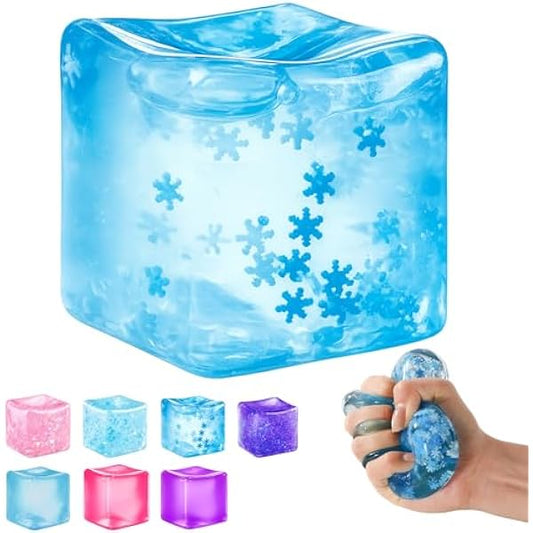 Ice cube squishy snow blue slow rise stress fidget toy