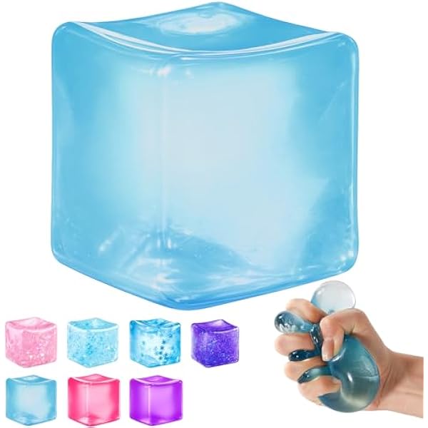 Ice cube squishy blue slow rise squeeze toy