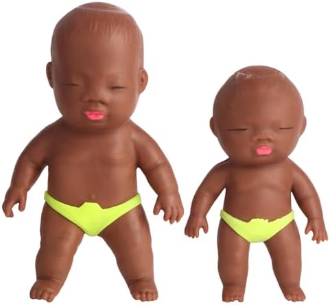 Black baby doll squishy 2-pack soft stretchy squeeze stress fidget toy