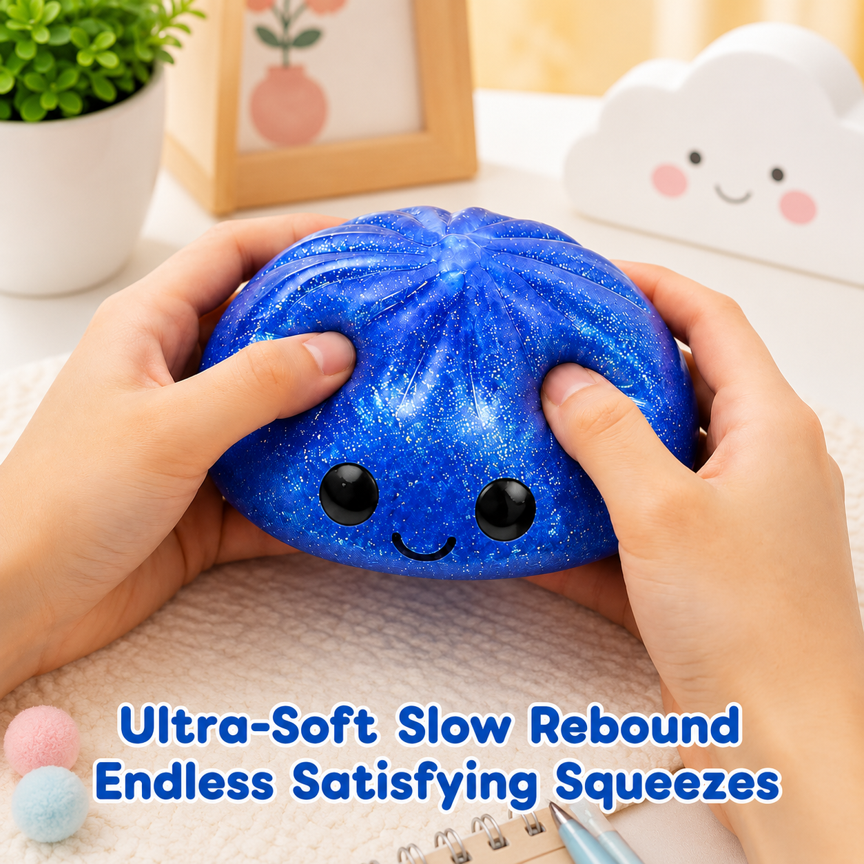 Glitter Bead Dumpling Squishy 2-Pack – Bao Bun Fidget