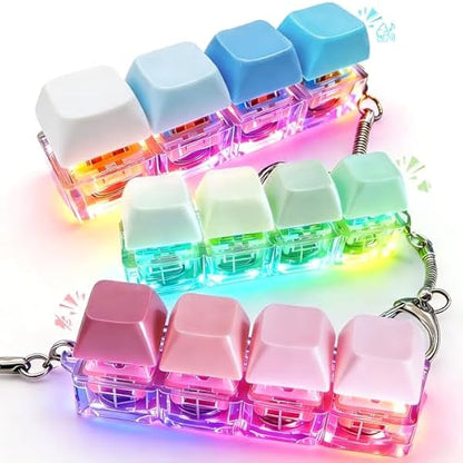 Keyboard fidget clicker 3 pack macaron colors LED keychain
