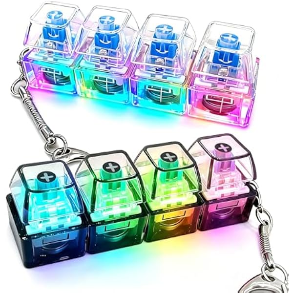 Keyboard fidget clicker 2 pack transparent LED stress relief toy