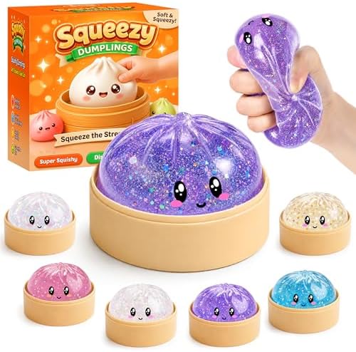 Glitter Purple Dumpling Squishy with Steamer Box