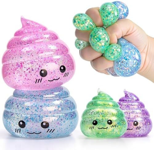 Poop squishy 4-pack funny gross gag prank squeeze stress toy