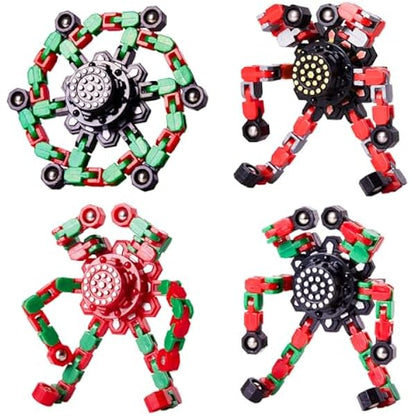 Transformable fidget spinner 4-pack red fingertip gyro