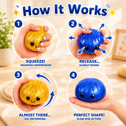 Glitter Bead Dumpling Squishy 2-Pack – Bao Bun Fidget