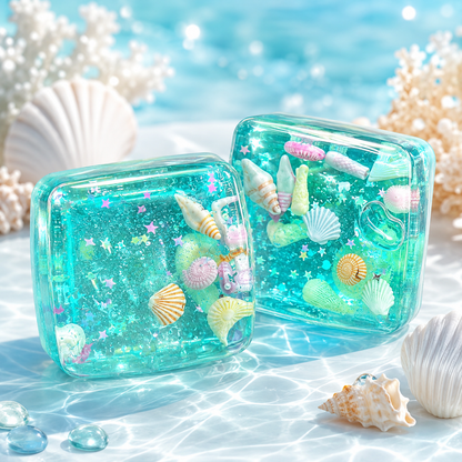 Ocean Jelly Squishy - Crystal Fidget Toy with Sea Shells