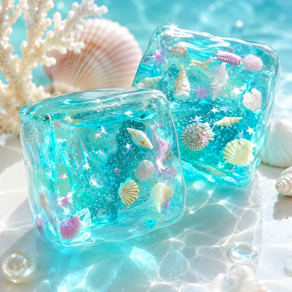 Ocean Jelly Squishy - Crystal Fidget Toy with Sea Shells