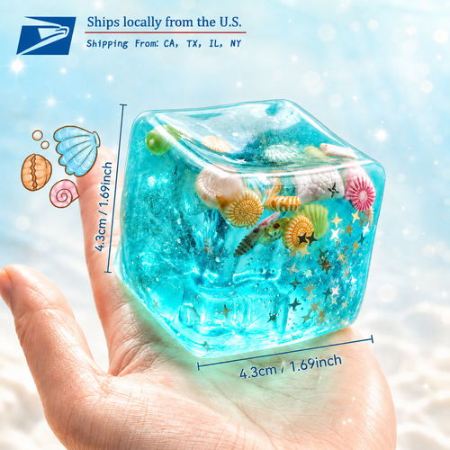 Ocean Jelly Squishy - Crystal Fidget Toy with Sea Shells