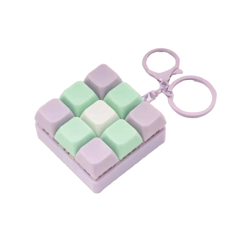 9-grid keyboard clicky fidget keychain lavender sensory toy