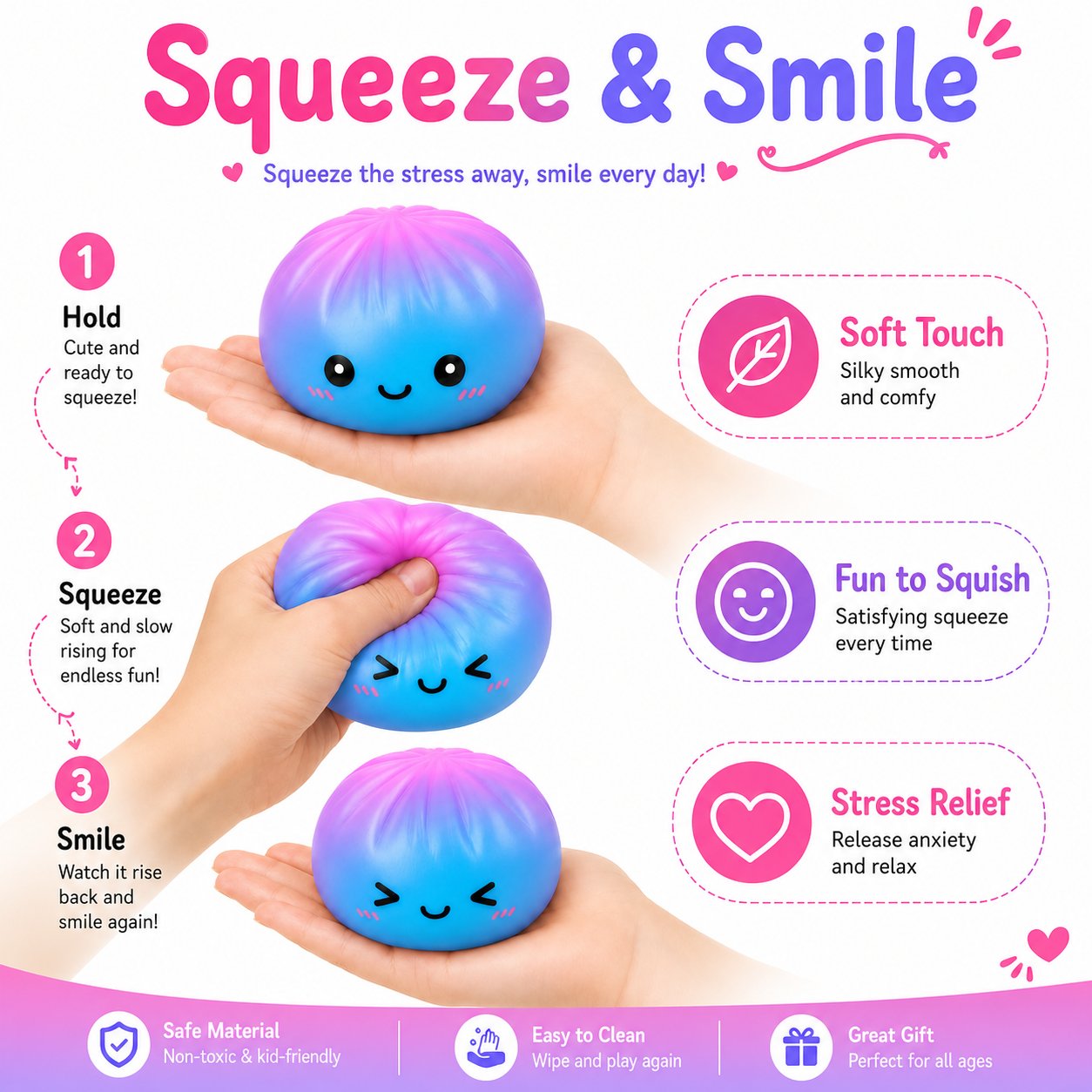 Galaxy dumpling squishy slow-rising bao bun fidget toy — hold, squeeze and smile