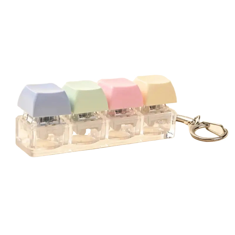 Mini keyboard fidget keychain pastel multi tactile click